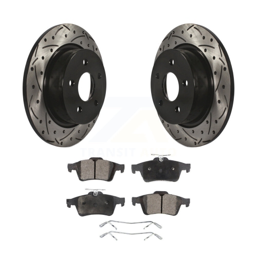 Rear Drilled Slot Disc Brake Rotors Ceramic Pad Kit For Ford Escape Transit Connect C-Max KDT-100466