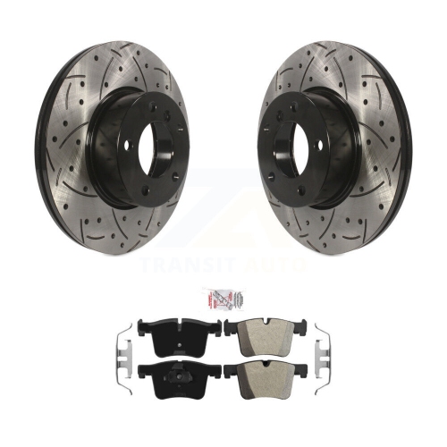 TRANSIT AUTO  Front Drill Slot Brake Rotors Semi-Metallic Pad Kit for Bmw 328I Xdrive 320I 330I 428I Gt Kda-100151