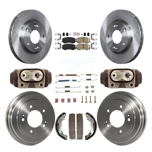 Front Rear Disc Brake Rotors Ceramic Pads And Drum Kit (9Pc) For