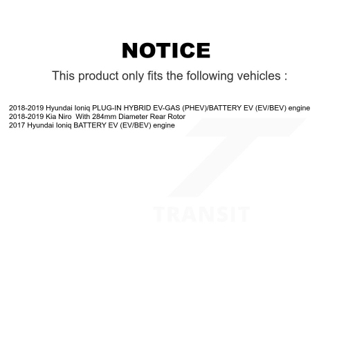 Disques de frein arrière et plaquettes semi-métalliques pour Hyundai Ioniq Kia Niro K8S-102728