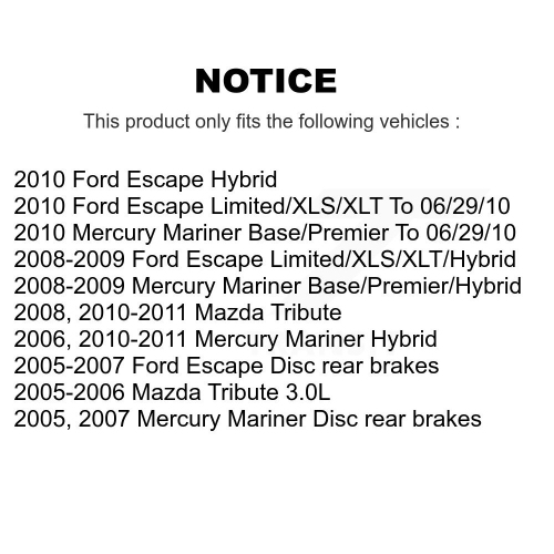 Disque de frein avant arrière et plaquettes semi-métalliques pour Ford Escape Mazda Tribute Mercury K8F-100866