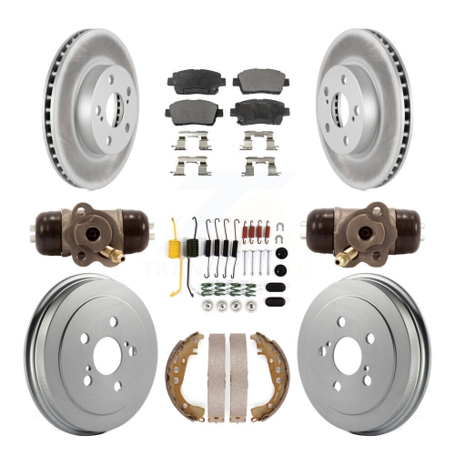 TRANSIT AUTO  Front Rear Coated Disc Brake Rotors Ceramic Pad Drum Kit (9PC) for 2004-2007 Toyota Prius Kgt-101954