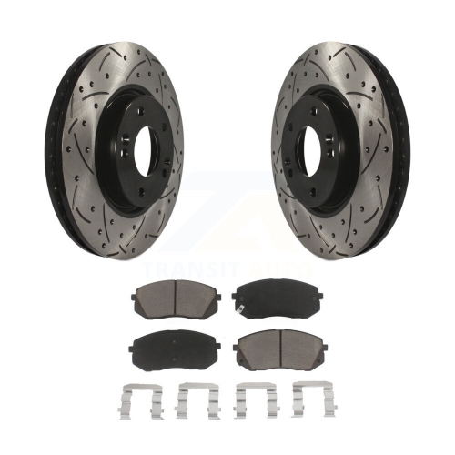 Drilled Rotors Brake Kits Front Drilled & Slotted Brake Rotors Ceramic Pads Kit For 2011-2019 GMC Sierra 2500 HD - Zinc Coated Drilled Slotted Zinc Rotors Ceramic Pads - Foto 7
