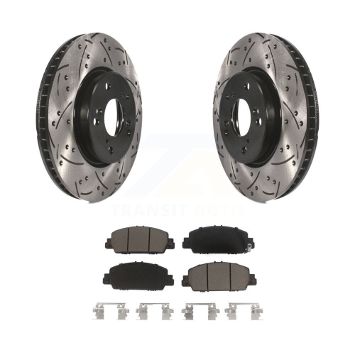 Disques de frein à disque perforés et plaquettes en céramique enduits de revêtement avant pour Honda Accord KDC-100028