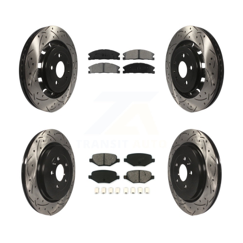 Front Rear Drill Slot Brake Rotors Semi-Metallic Pad Kit For Ford Explorer Police Utility KDS-100216