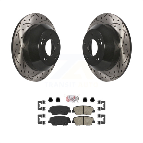 TRANSIT AUTO  Rear Drilled Slot Brake Rotor & Ceramic Pad Kit for Kia Sorento Hyundai Santa Fe Sport Xl Kda-102004