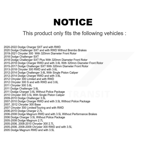 Front Disc Brake Rotor & Ceramic Pad Kit For Dodge Chrysler 300 Charger Challenger Magnum K8C-100066