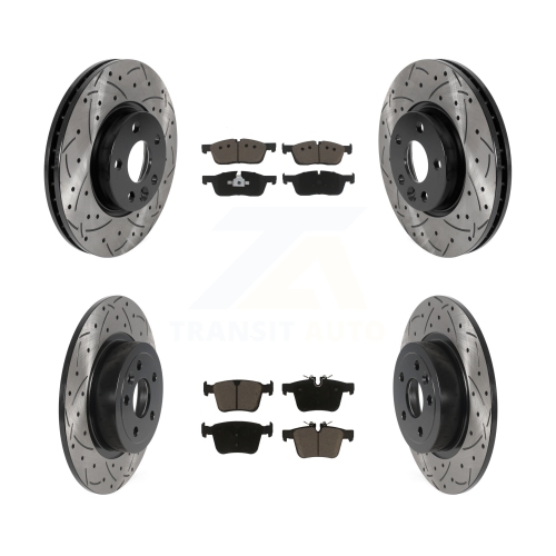 TRANSIT AUTO  Front Rear Coated Drill Slot Disc Brake Rotor Ceramic Pad Kit for Land Rover Range Evoque Kdc-100485