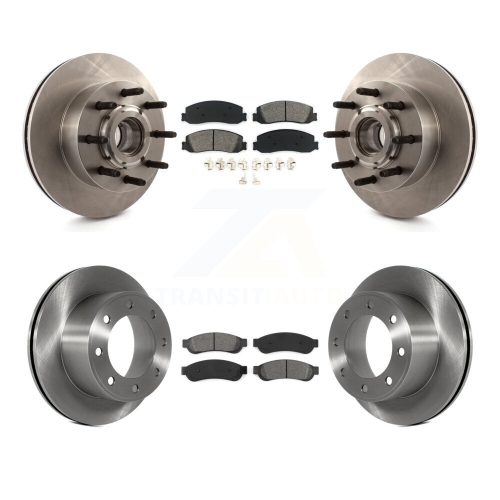 Front Rear Disc Brake Rotor And Semi-Metallic Pad Kit For Ford F-250 Super Duty F-350 RWD K8S-103100