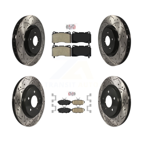Plaquettes arrière semi-métalliques en céramique et disques de frein à fente percés pour Ford Mustang KDA-101455