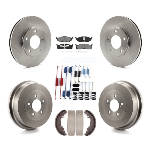 TRANSIT AUTO  Front Rear Brake Rotors Semi-Metallic Pad Drum Kit (7PC) for Dodge Grand Caravan Plymouth K8S-103699