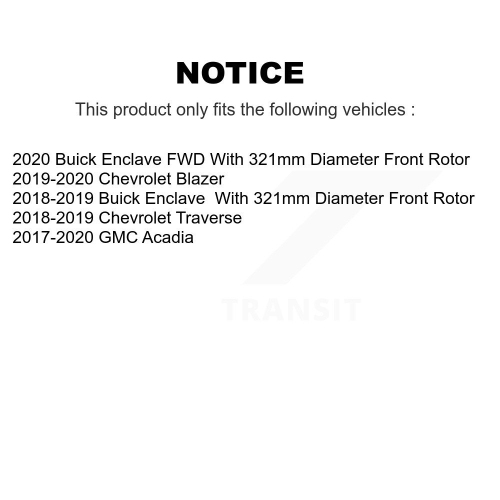 Front Brake Rotor & Semi-Metallic Pad Kit For Chevrolet Traverse GMC Acadia Buick Enclave K8S-102856