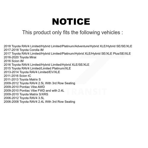 Ensemble de plaquettes en céramique pour disque de frein avant pour Toyota RAV4 Matrix Pontiac Vibe Scion Corolla IM TC K8T-100500