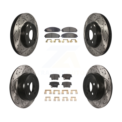 TRANSIT AUTO  Front Rear Drilled Slot Brake Rotors Semi-Metallic Pad Kit for Chrysler 300 Rwd With 5.7L Kdf-100247