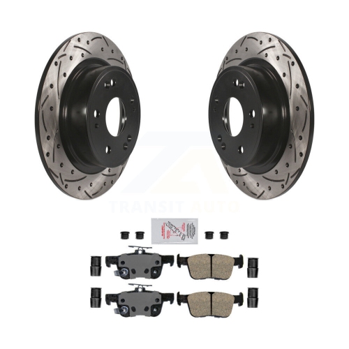 TRANSIT AUTO  Rear Coated Drilled Slotted Disc Brake Rotor & Ceramic Pad Kit for 2018-2022 Honda Accord Kda-102293