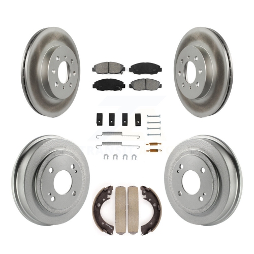 Front Rear Coated Brake Rotor Semi-Metallic Pad & Drum Kit For Honda Civic Acura EL KGS-101524
