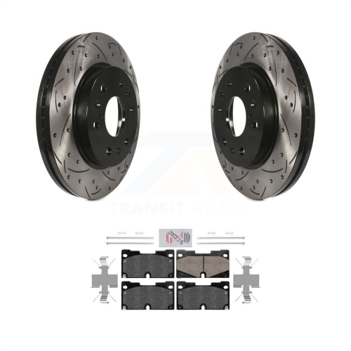 TRANSIT AUTO  Front Drill Slot Brake Rotor Ceramic Pad Kit for Gmc Sierra 1500 With Dual Piston Caliper Kda-100504