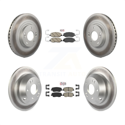 TRANSIT AUTO  Front Rear Ceramic Pad Coated Disc Brake Rotor Kit for 2013-2016 Hyundai Santa Fe Xl 3.3L Kga-101095