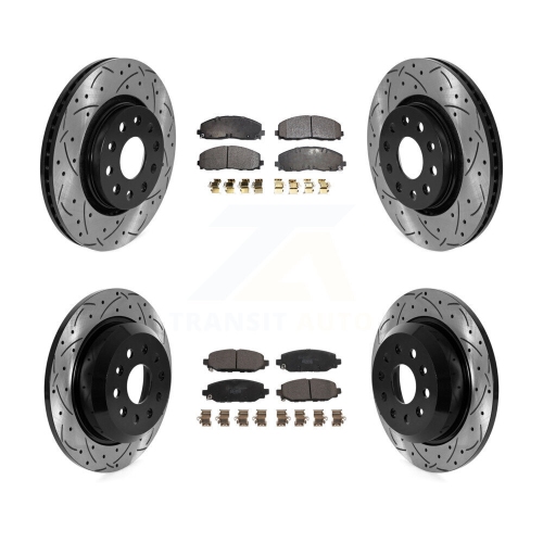 Front Rear Drilled Slot Brake Rotor & Ceramic Pad Kit For 20182021