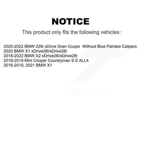 Front Rear Brake Rotor & Ceramic Pad Kit For BMW X1 X2 Mini Cooper Countryman 228i xDrive K8T-103020