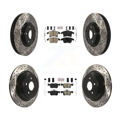 Front Ceramic Rear Semi-Metallic Pad Drill Slot Brake Rotor Kit For Ford Police Responder KDA-101449
