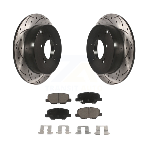 Rear Coat Drill Slot Disc Brake Rotors Ceramic Pad Kit For 2013 Mitsubishi Outlander 3.0L KDC-100718