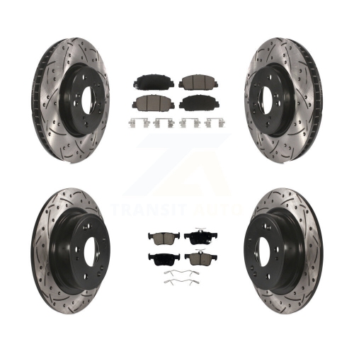 Disques de frein à disque perforés et enduits de revêtement à l'avant et plaquettes en céramique pour Honda Accord KDC-100550