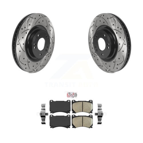 Front Coated Drilled Slotted Disc Brake Rotors And Ceramic Pads Kit For Hyundai Genesis KDA-100405