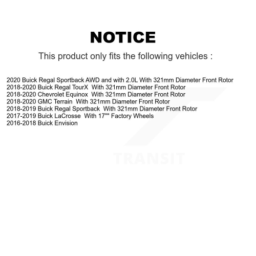 Front Brake Rotors Semi-Metallic Pad Kit For Chevrolet Equinox GMC Terrain Buick Envision K8F-102648