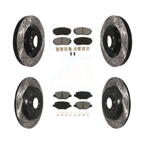 Front Rear Drilled Slot Disc Brake Rotors Semi-Metallic Pad Kit For Ford Edge Lincoln MKX KDS-100605
