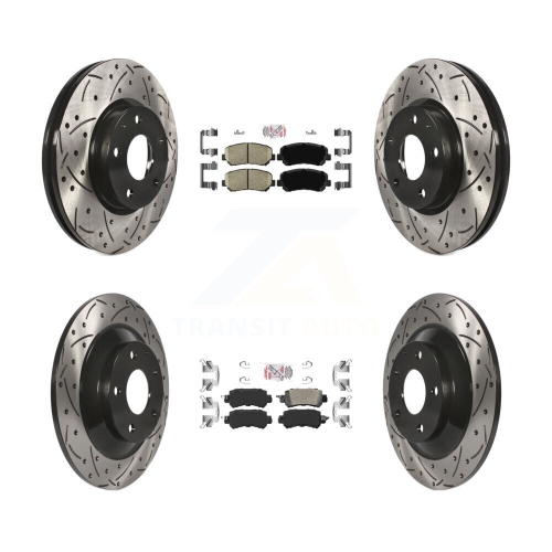 Front Rear Ceramic Pad Coated Drilled Slot Disc Brake Rotors Kit For 2013-2015 Mazda CX-5 KDA-100853