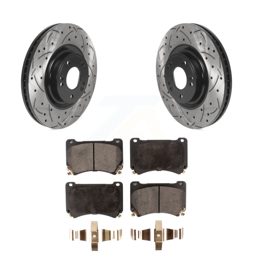 Front Coated Drilled Slotted Disc Brake Rotor & Semi-Metallic Pad Kit For Hyundai Genesis KDF-100761