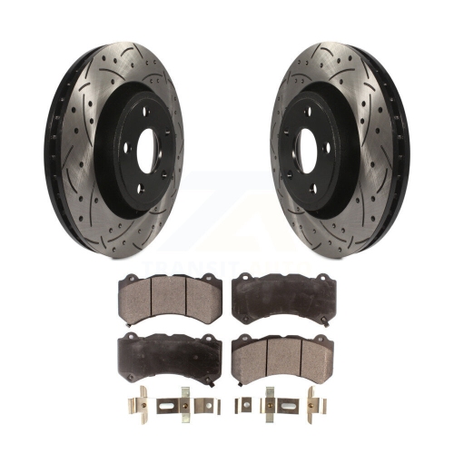 TRANSIT AUTO  Front Drilled Slot Disc Brake Rotor Ceramic Pad Kit for Jeep Grand Cherokee Dodge Durango Kdt-101136