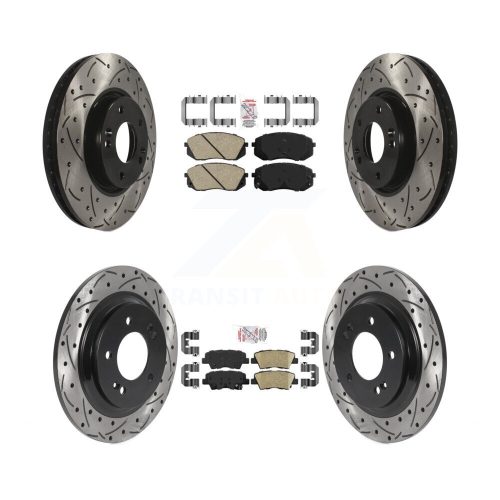 Plaquettes de frein avant arrière en céramique et disques perforés enduits de revêtement pour Kia Soul EV KDA-101487