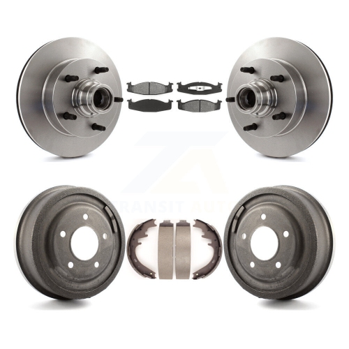TRANSIT AUTO  Front Rear Brake Rotors Semi-Metallic Pad & Drum Kit for Ford E-150 Econoline 2-Wheel Abs K8S-103467