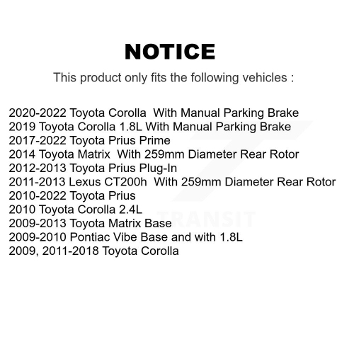 Rear Brake Rotor Ceramic Pad Kit For Toyota Corolla Matrix Prius Prime Pontiac Vibe Lexus K8C-101763