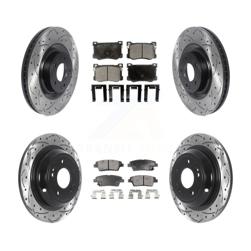 Front Rear Drilled Slot Brake Rotor Ceramic Pad Kit For Hyundai Genesis G80 Kia K900 3.8L KDT-100867