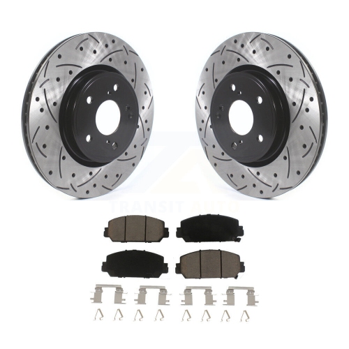 Front Coated Drilled Slotted Disc Brake Rotors And Ceramic Pads Kit For Honda CR-V HR-V KDC-100229