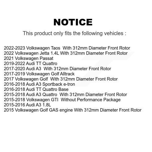 Kit de plaquettes de frein semi-métalliques pour Volkswagen Golf Taos Audi GTI A3 Quattro KGF-101849