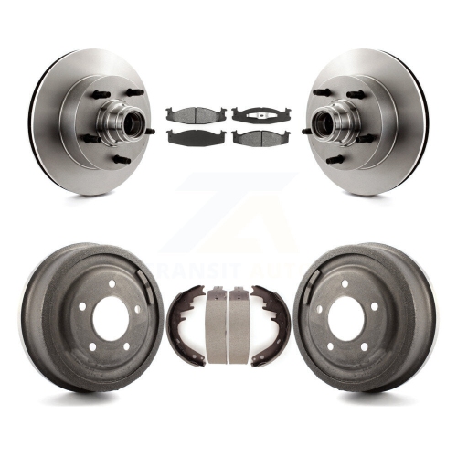 Front Rear Brake Rotor Hub Semi-Metallic Pad Drum Kit For Ford E-150 Econoline Club Wagon K8S-103466