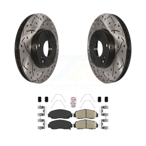 TRANSIT AUTO  Front Coated Drill Slot Disc Brake Rotor Ceramic Pad Kit for Honda Civic Accord Acura Csx Kda-100334