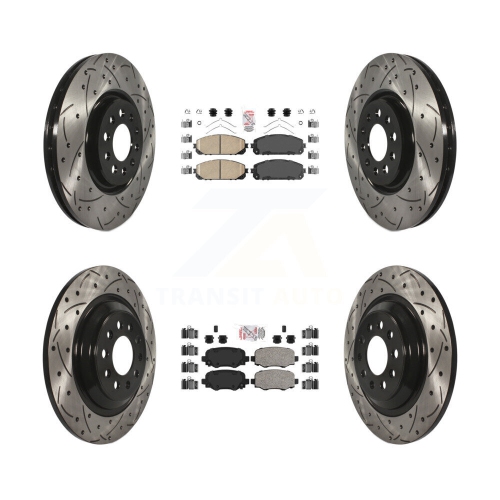 Front Rear Ceramic Pad And Coated Drilled Slotted Disc Brake Rotors Kit For Jeep Cherokee KDA-102719
