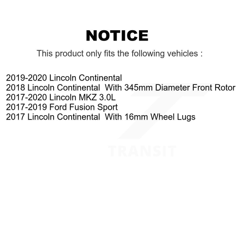 Front Rear Coat Brake Rotor Semi-Metallic Pad Kit For Ford Fusion Lincoln MKZ Continental KGF-101789