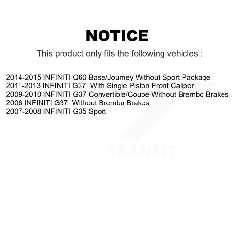 Disque de frein perforé avec revêtement arrière et plaquettes semi-métalliques pour G35 Q60 KDS-100806 d'INFINITI