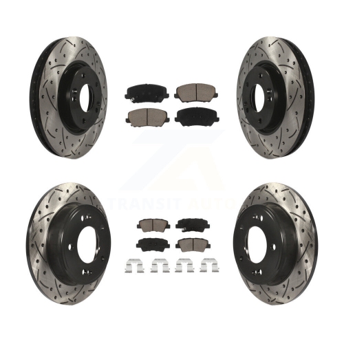 Front Rear Drilled Slot Disc Brake Rotor & Ceramic Pad Kit For 2017-2018 Kia Forte Forte5 KDC-100392