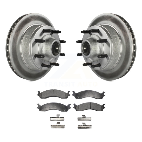 Front Coat Brake Rotor Hub Ceramic Pad Kit For Ford E-350 Super Duty E-250 Econoline Club KGT-100570