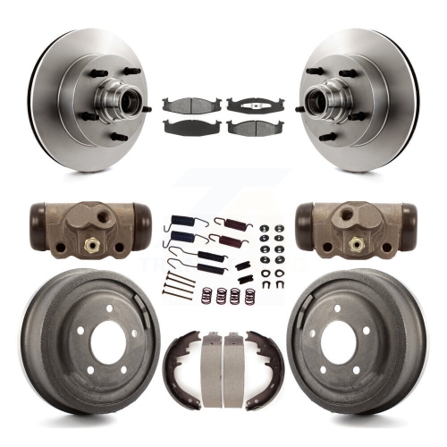 TRANSIT AUTO  Front Rear Brake Rotor Semi-Metallic Pad And Drum Kit (9PC) for Ford E-150 Econoline Club K8S-103170
