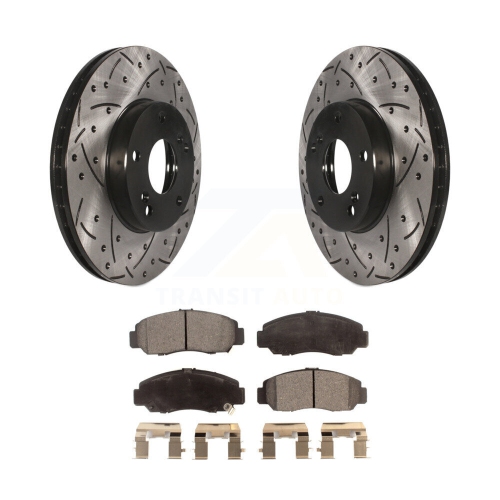 TRANSIT AUTO  Front Coated Drill Slot Disc Brake Rotor Ceramic Pad Kit for Honda Civic Accord Acura Csx Kdt-100066