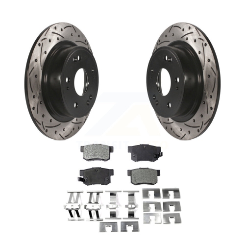 TRANSIT AUTO  Rear Coated Drilled Slotted Disc Brake Rotor & Ceramic Pad Kit for Honda Accord Acura Ilx Kdt-100508