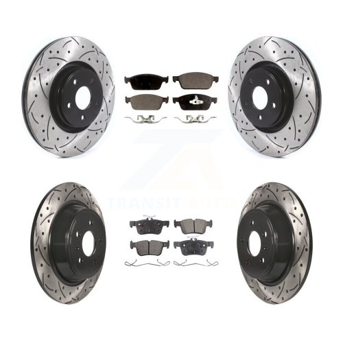 Front Rear Coated Drilled Slotted Disc Brake Rotors And Ceramic Pads Kit For Lincoln MKC KDT-100668